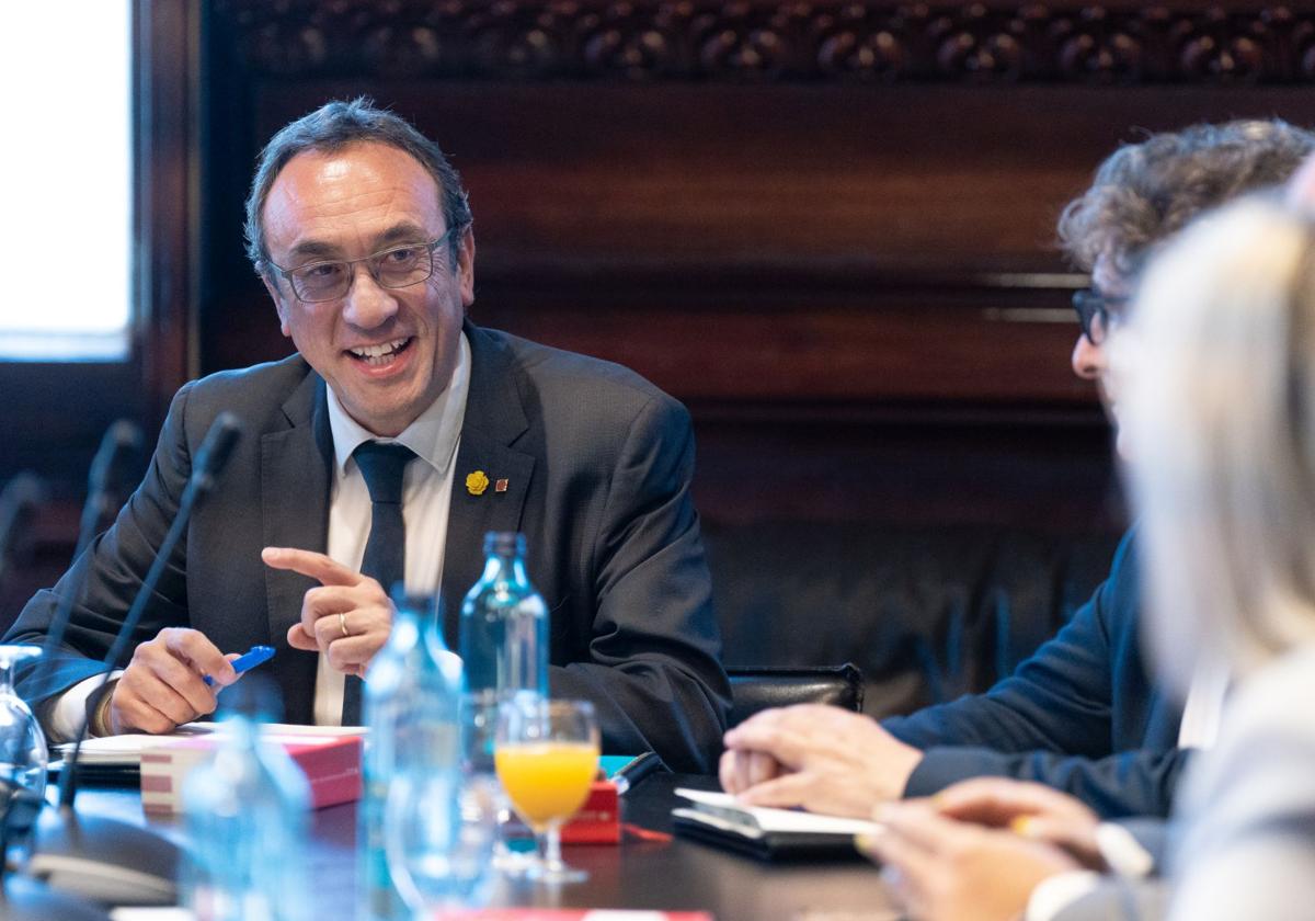 Josep Rull, durante la primera reunión de la nueva Mesa de la cámara catalana, a 12 de junio de 202