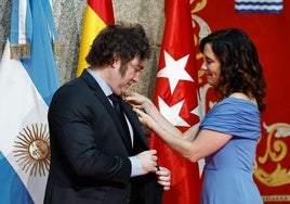 Javier Milei, presidente de Argentina e Isabel Díaz Ayuso, presidenta de la Comunidad de Madrid.