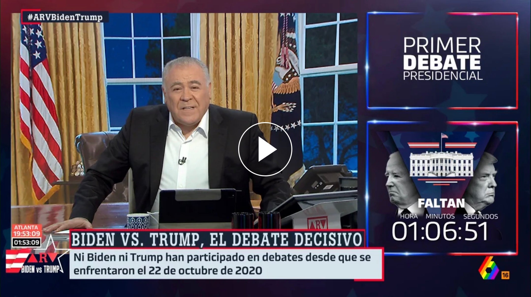 Ferreras convierte su plató en el Despacho Oval para retransmitir el debate