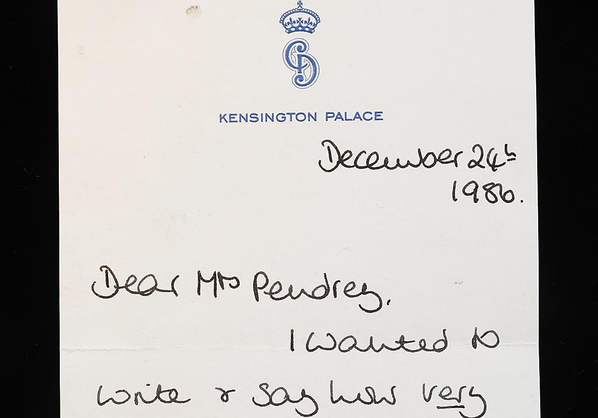 Una carta manuscrita de 1988 de la princesa Diana.