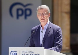 El presidente del PP, Alberto Núñez Feijóo, en el acto por la educación en Salamanca