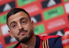 Joselu, durante la rueda de prensa.