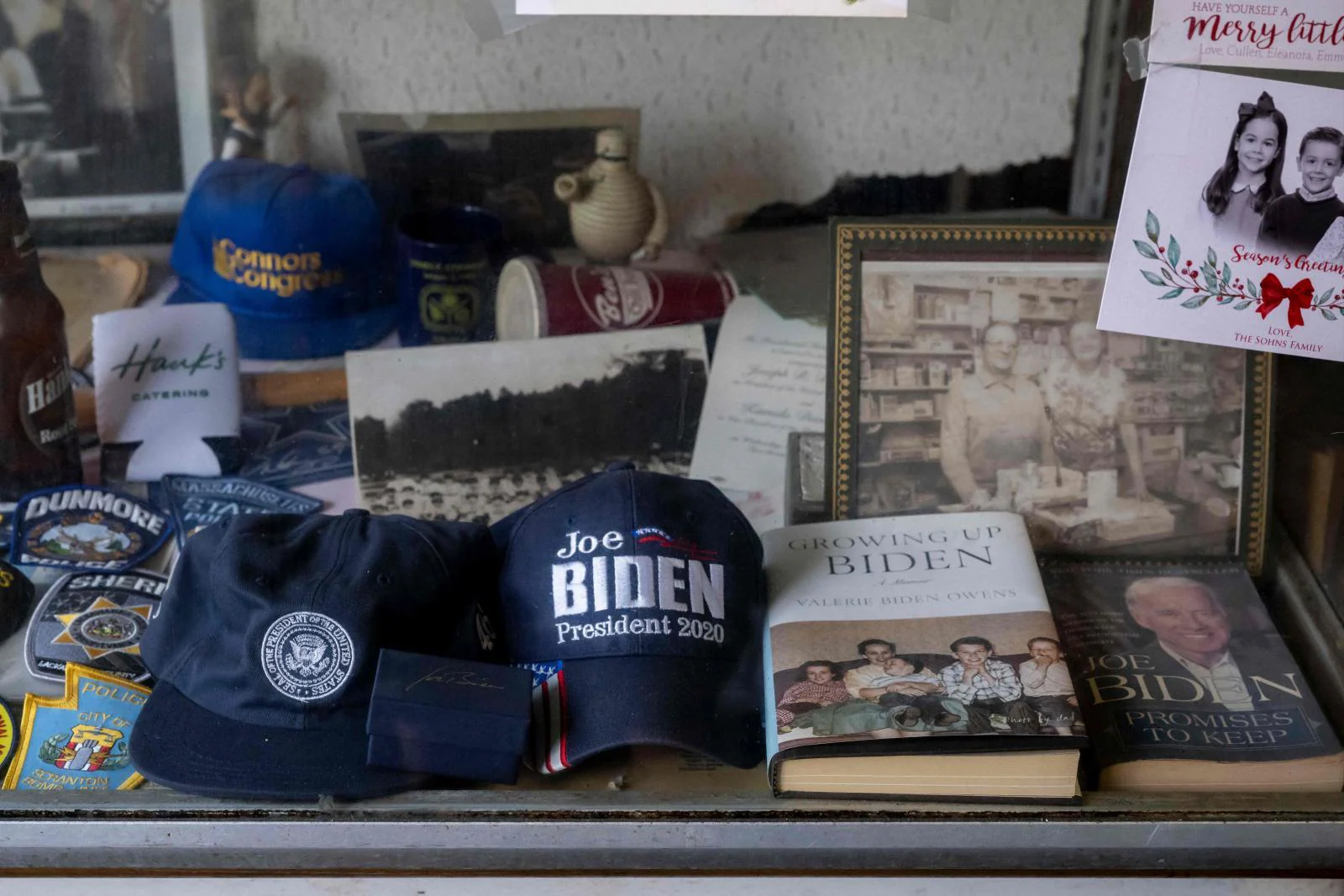 A store in Scranton, Biden's hometown, has decorated its windows with memorabilia of the candidate to celebrate this July 4th.