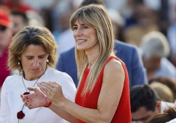 Begoña Gómez, esposa del presidente Pedro Sánchez, durante un acto electoral del PSOE.