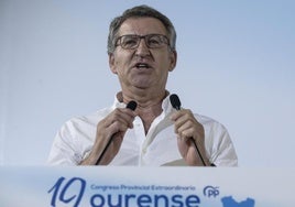 Alberto Núñez Feijóo durante el congreso extraordinario del PP de Ourense.