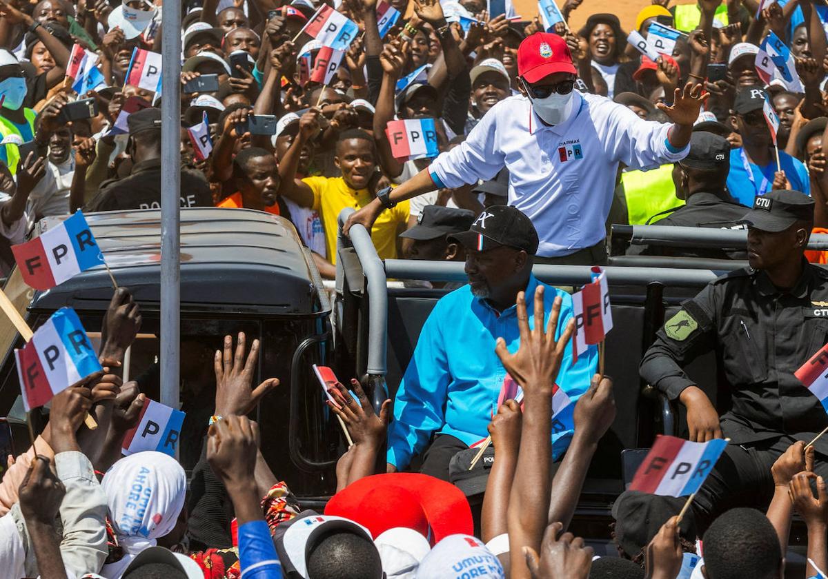 El presidente Paul Kagame en uno de sus mítines.