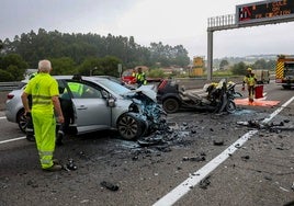 Imagen de un accidente mortal en una autovía de Pontevedra.