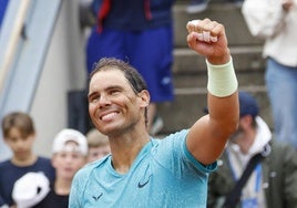 Rafa Nadal celebra su victoria ante Cameron Norrie.