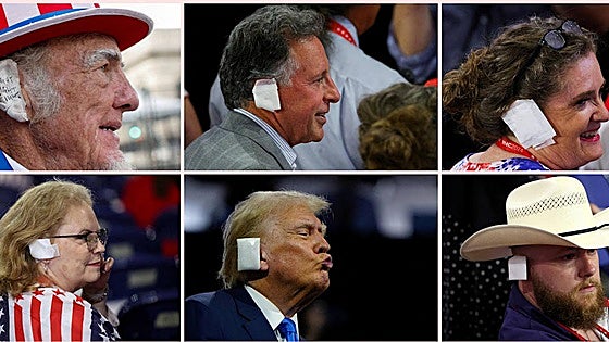 El atentado contra Trump desata la imaginación: la moda de las vendas, camisetas y orejas de chocolate