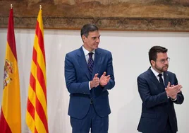 Pedro Sánchez y Pere Aragonès, esta mañana