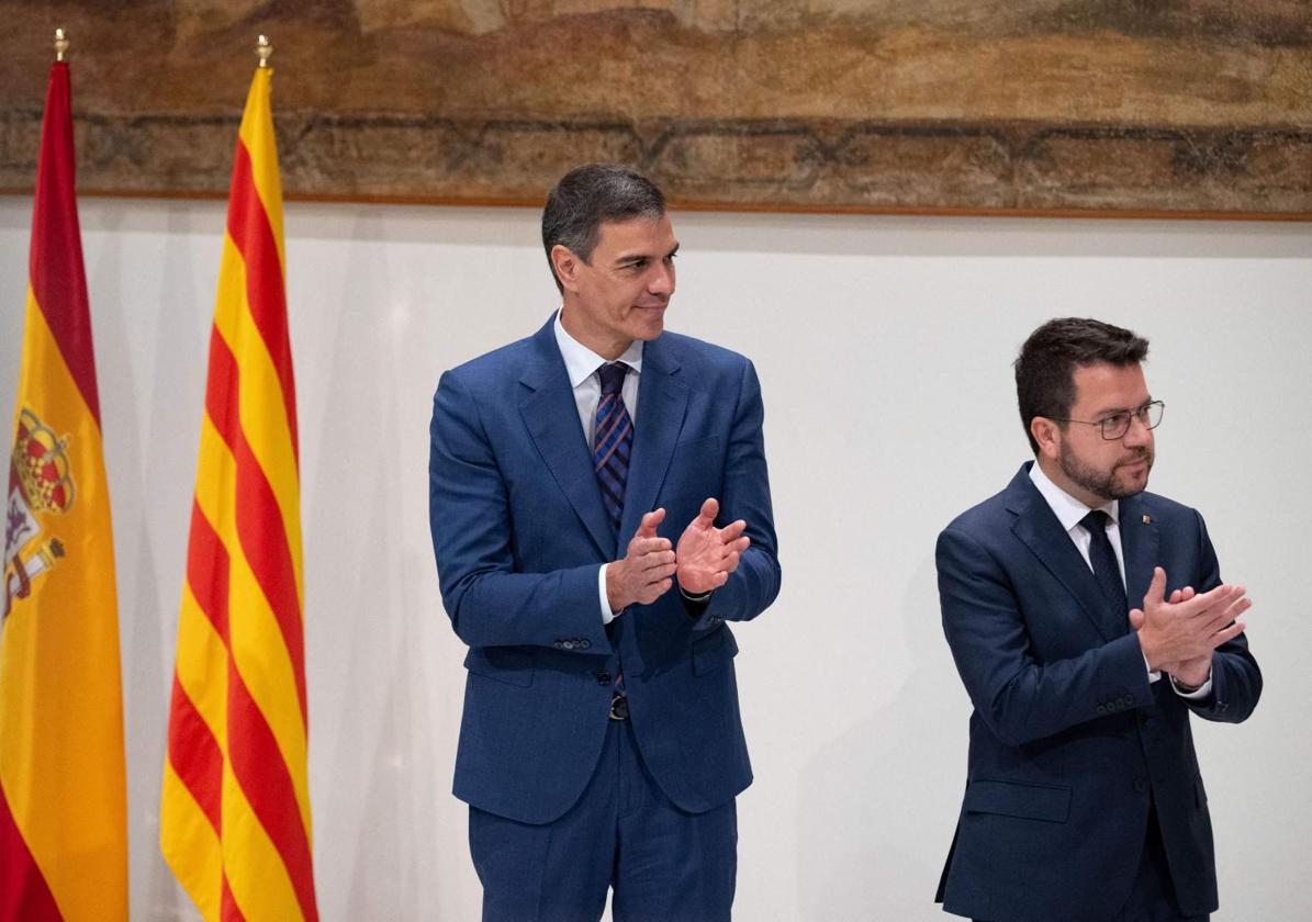 Pedro Sánchez y Pere Aragonès, esta mañana