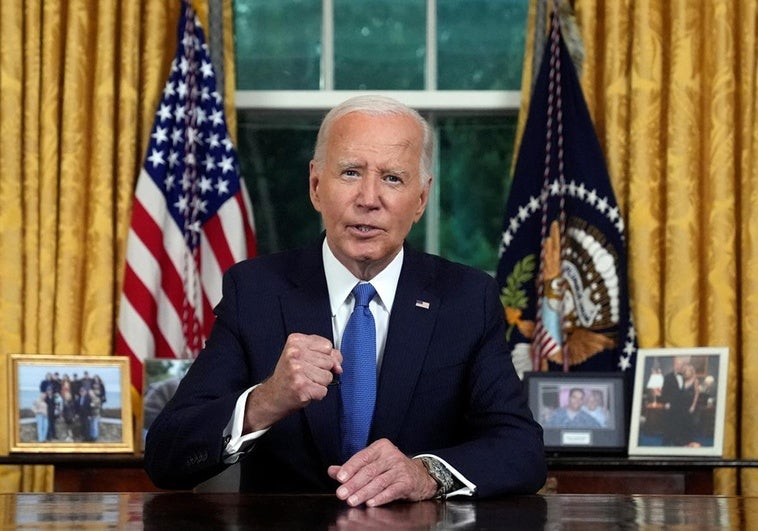 El presidente estadounidense, Joe Biden, durante su discurso a la nación sobre en el Despacho Oval de la Casa Blanca