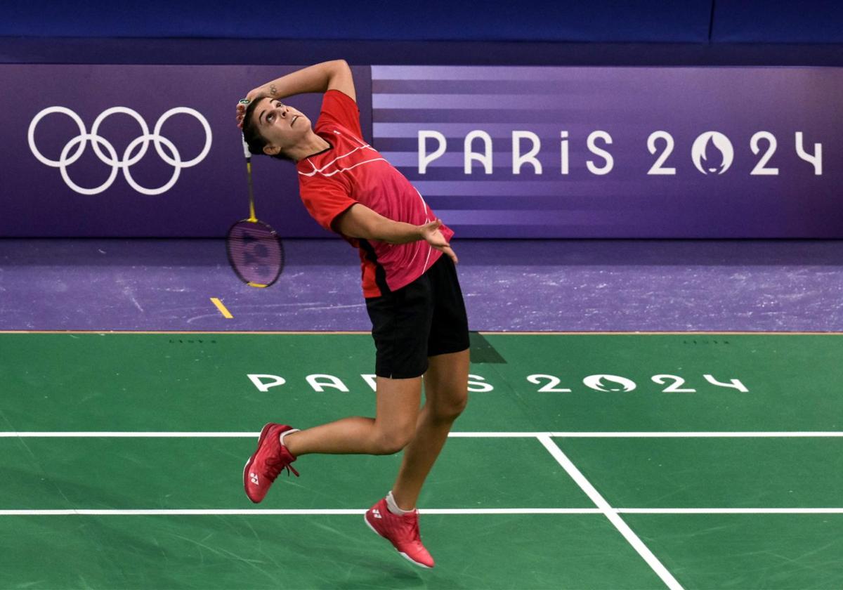 Carolina Marin, entrenando en la Porte de la Chapelle Arena de Paris