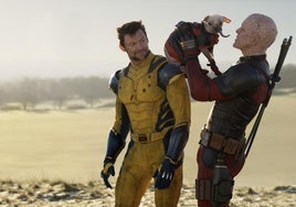 Fotograma de la cinta ´Deadpool y Lobezno´ protagonizada por Ryan Reynolds (d) y Hugh Jackman.