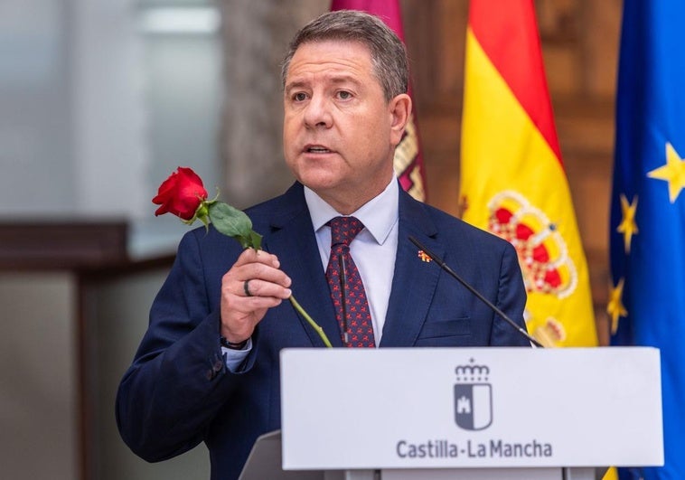 Emiliano García-Page, presidente de Castilla-La Mancha, durante su comparecencia institucional.