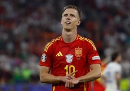 Dani Olmo celebrando uno de sus goles en la Eurocopa.