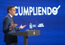 Pedro Sánchez este miércoles en su balance de fin de curso en la Moncloa