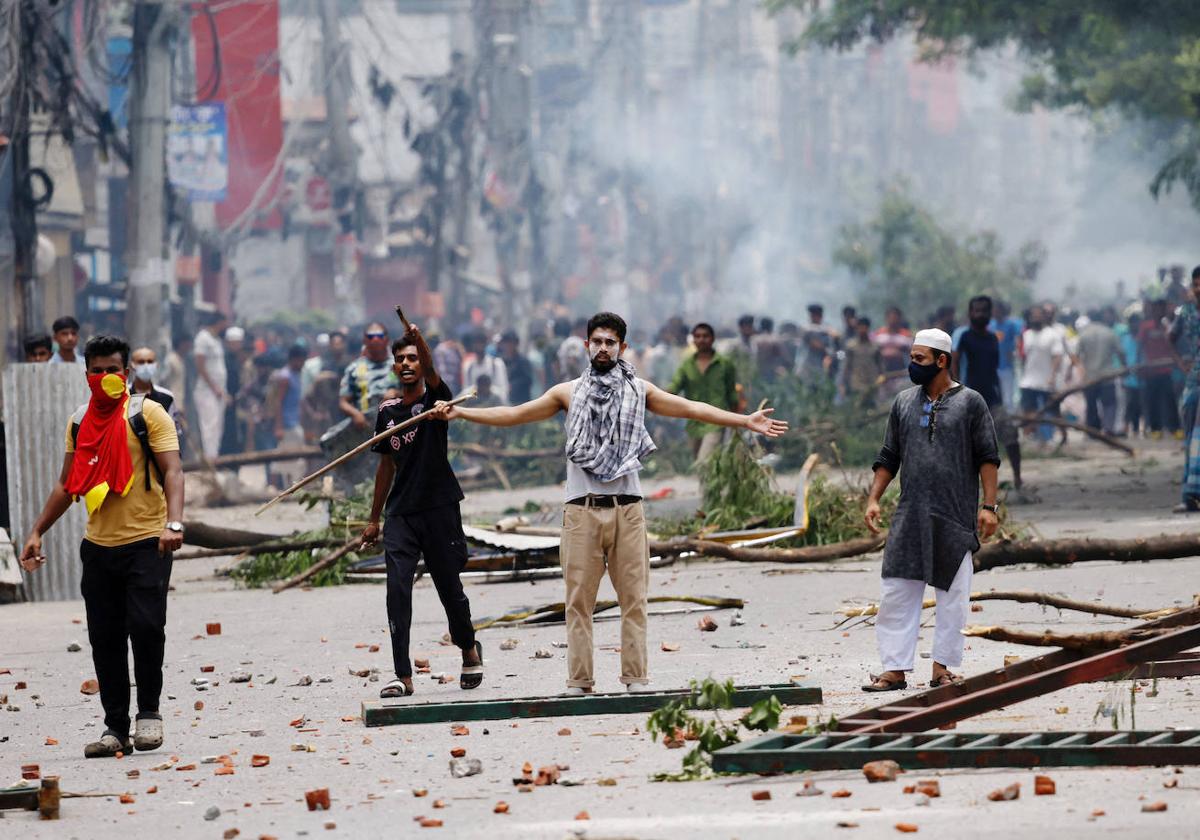 Una de las manifestaciones que atraviesan Bangladés desde julio.