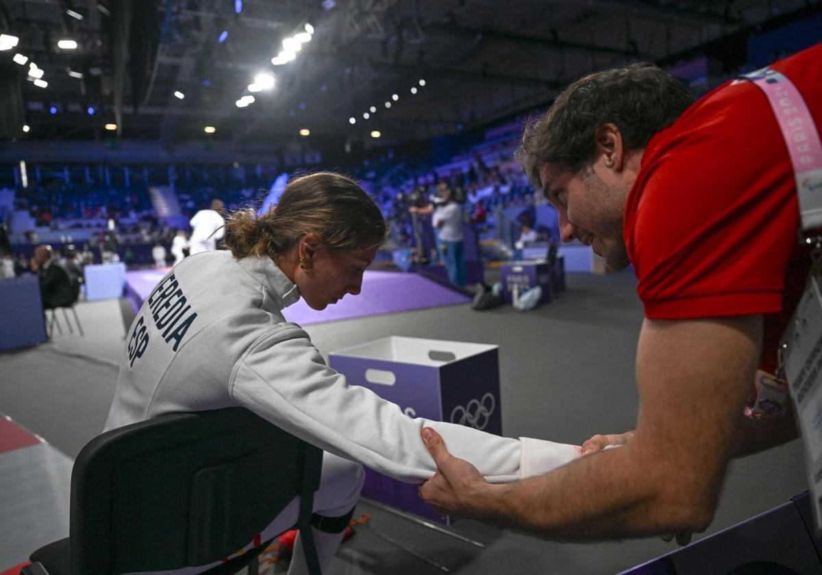 Laura Heredia, durante la prueba de esgrima.