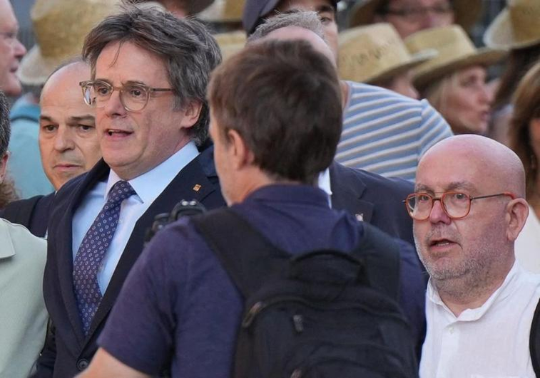 Carles Puigdemont, minutos antes del mitin en Barcelona