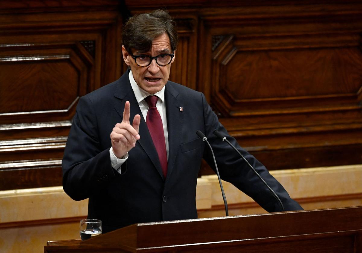 Salvador Illa, durante su discurso de investidura en el Parlament de Cataluña, el 8 de agosto.