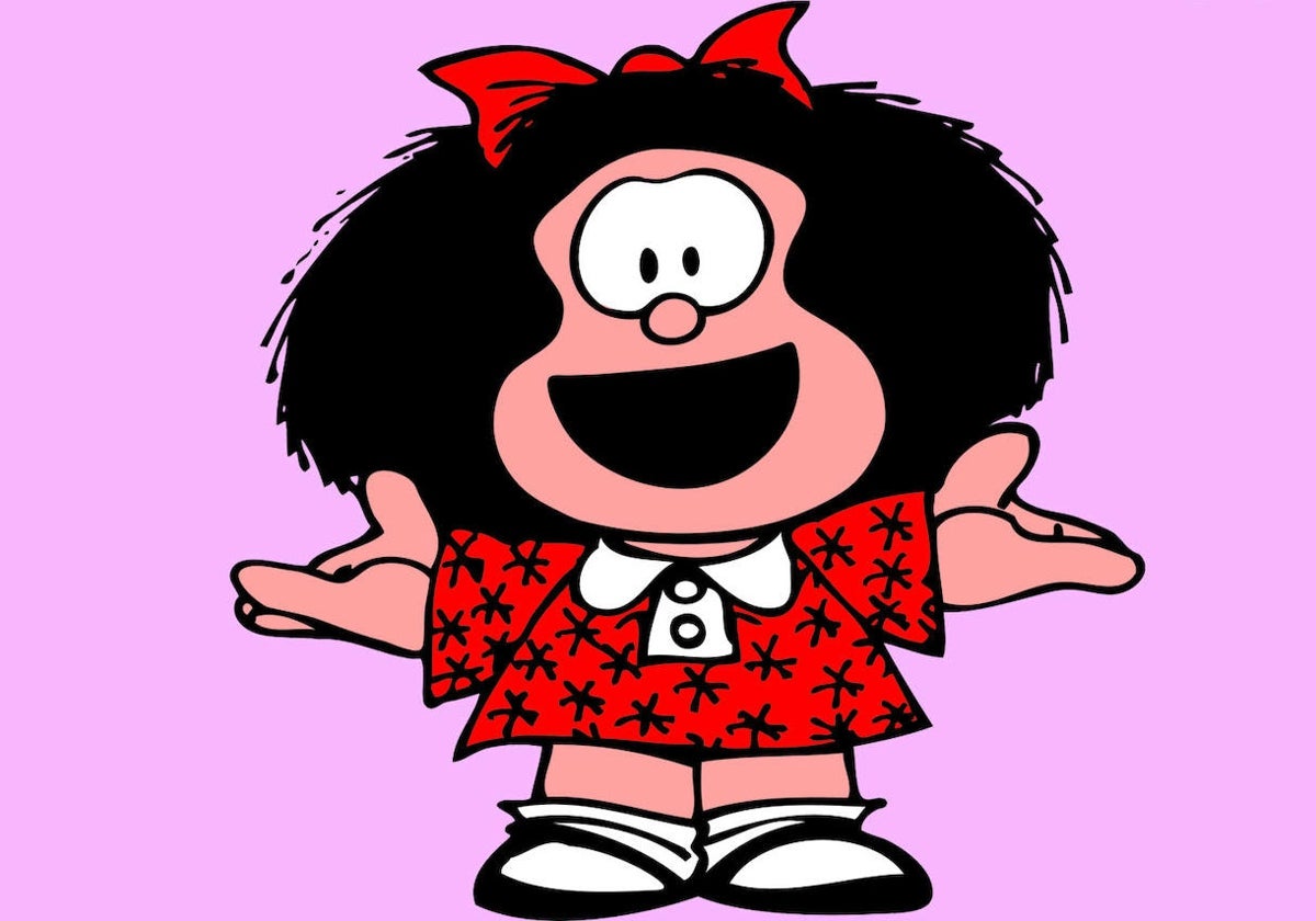 Mafalda, la contestataria criatura de cómic creada por Quino en 1964, que dejaría de dibujarla en 1973.