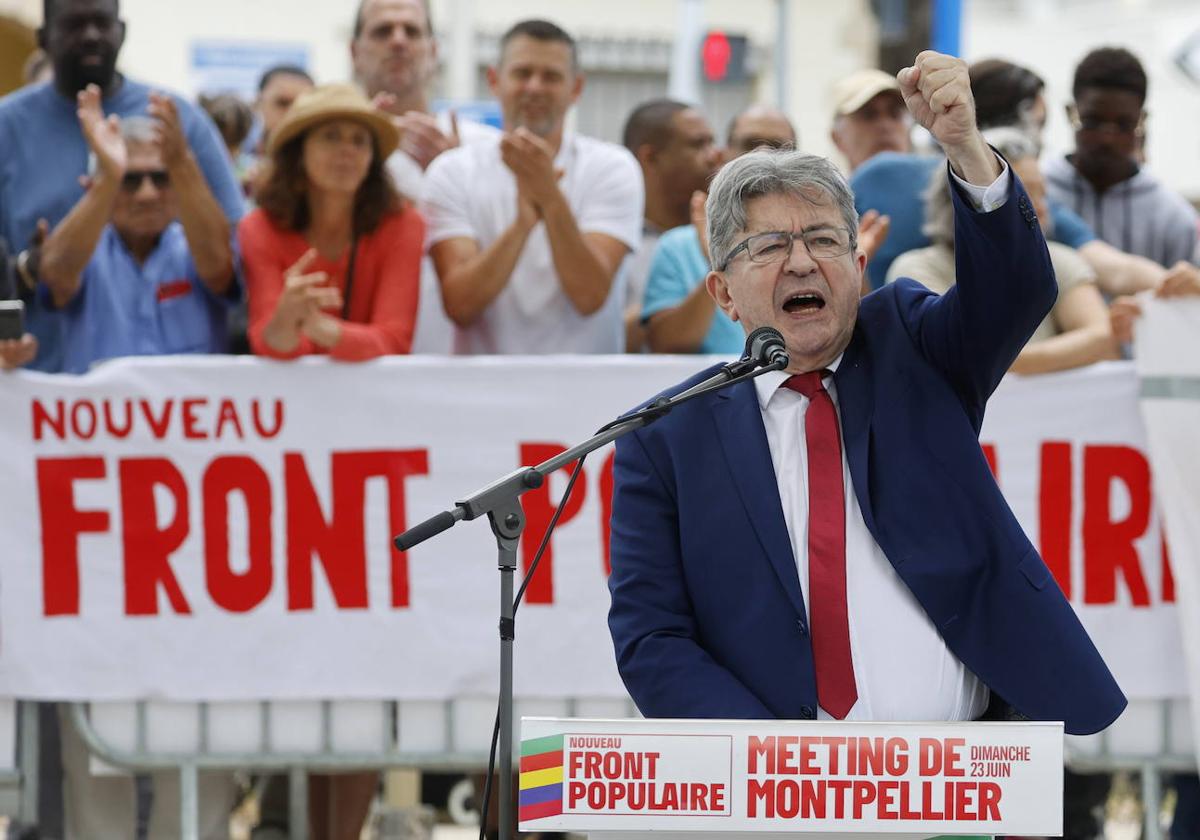 Jean-Luc Mélenchon, líder de la Francia Insumisa, en un mitin durante la pasada campaña electoral.