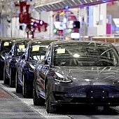Una fábrica de Tesla en Shanghai.