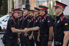 El comisario en jefe de los Mossos, Eduard Sallent a su llegada este jueves al Palau de Congresos de Barcelona.