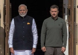 Narendra Modi y Volodímir Zelenski, este viernes en Kiev.