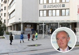 Entrada principal de los Juzgados de plaza de Castilla de Madrid y el juez Juan Carlos Peinado.