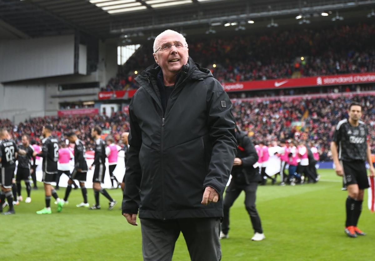 Sven-Göran Eriksson, en Anfield en el partido de leyendas del Liverpool contra el Ajax de marzo de este año.