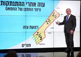 Benjamín Netanyahu, el lunes, durante su rueda de prensa.