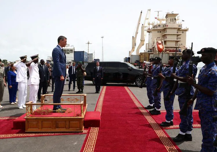 Pedro Sánchez during his recent visit to Gambia.