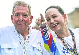 Los líderes de la oposición de Venezuela, EdmundoGonzález y María Corina Machado, durante la campaña electoral del 28 de julio.