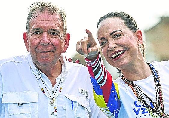 Los líderes de la oposición de Venezuela, EdmundoGonzález y María Corina Machado, durante la campaña electoral del 28 de julio.