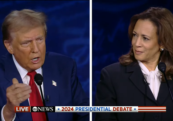 Kamala Harris y Donald Trump en el debate de esta madrugada.