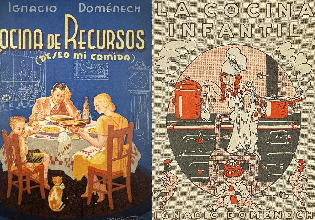 Los recetarios de Ignacio Domènech de 'Cocina de recursos' (1941) y 'Cocina infantil' (1920).