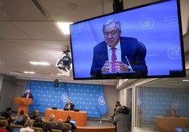 El secretario general de la ONU, António Guterres, durante su discurso de este miércoles en la Asamblea General.