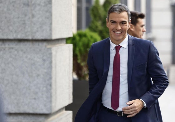 Pedro Sánchez, presidente del Gobierno, a su llegada a la sesión de control