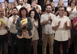 Godàs, a la izquierda, en primera fila, al presentarse la candidatura.