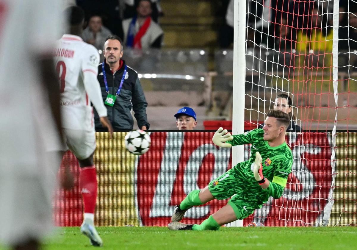 Marc-André ter Stegen, al encajar el segundo gol del Mónaco.