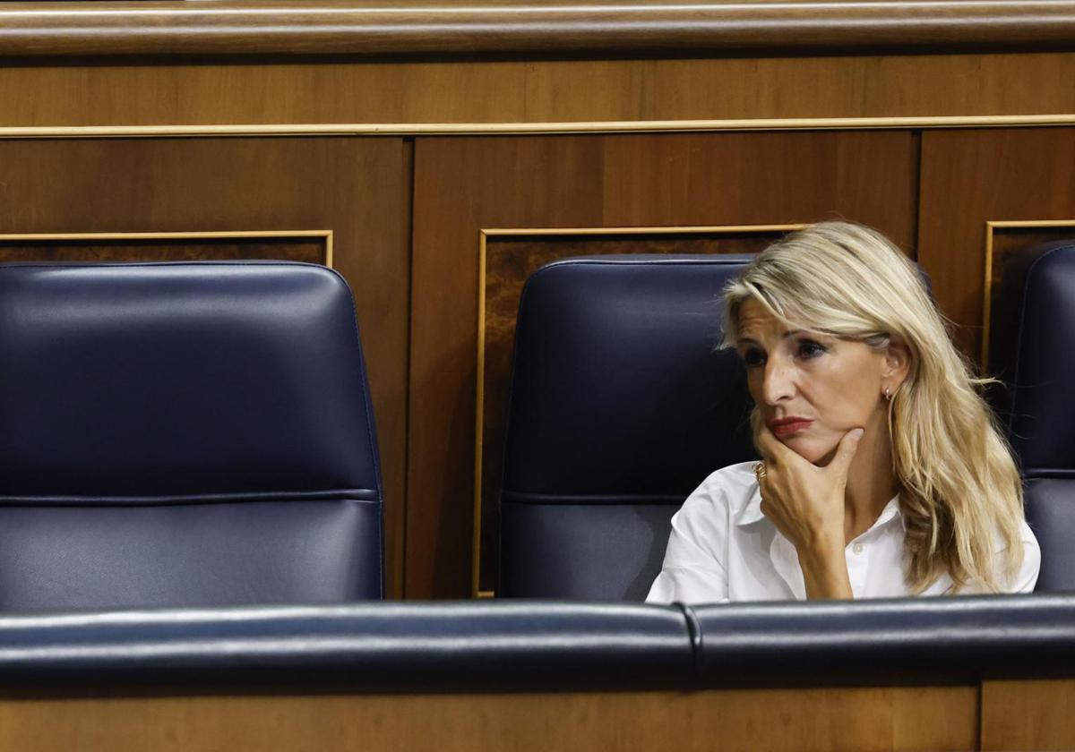 La vicepresidenta segunda, Yolanda Díaz, este miércoles en el Congreso.