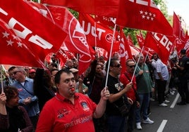 Concentración sindical en Madrid por la reducción de la jornada laboral.