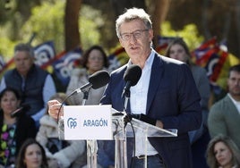 Alberto Núñez Feijóo participa en el Día del Afiliado del PP en Zaragoza.