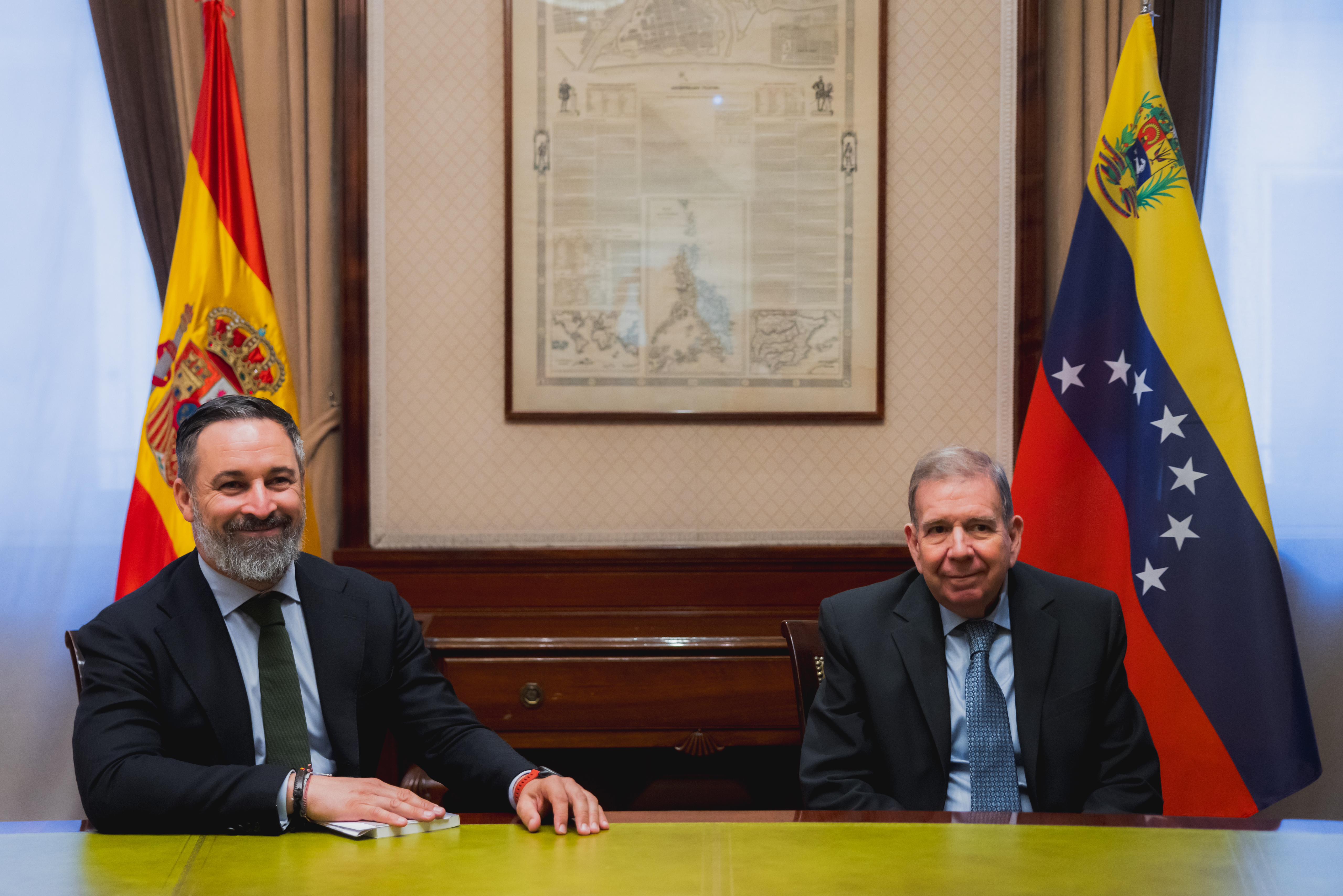 Santiago Abascal, presidente de Vox, y Edmundo González, líder opositor venezolano, hoy