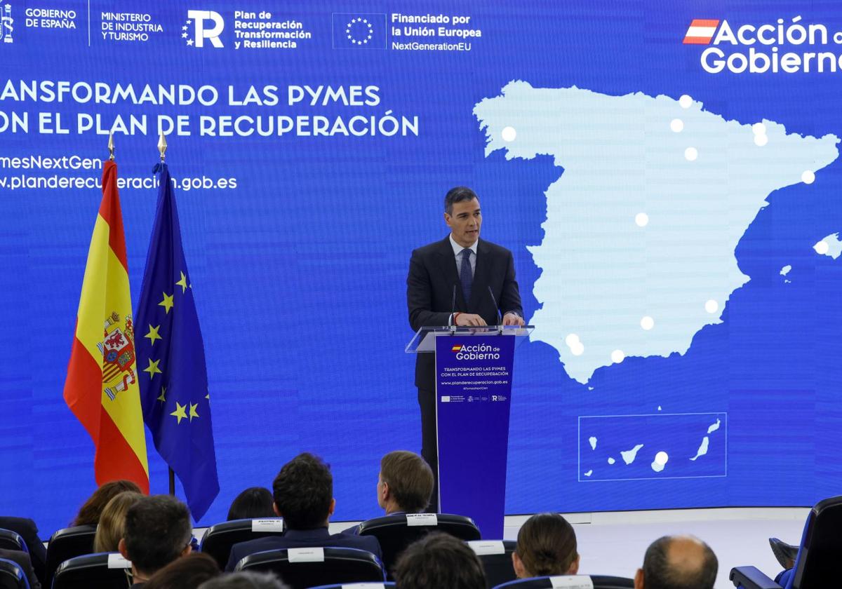 Pedro Sánchez, en una acto sobre transformación de las pymes en la Escuela de Organización Industrial