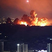 Un momento de los bombardeos contra Beirut.