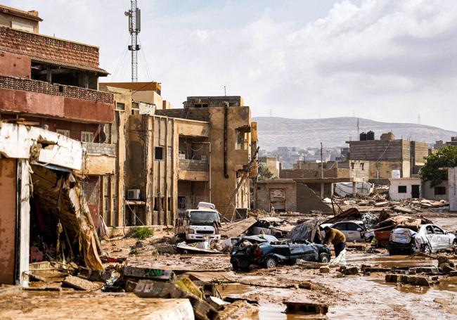 Fotografía difundida por el gobierno de Libia de los estragos causados por las inundaciones registradas en 2023.