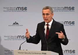 Stoltenberg se dirige a la audiencia durante la 56ª Conferencia de Seguridad de Múnich celebrada el 15 de febrero de 2020.